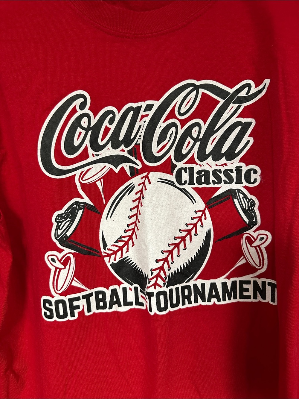Coca Cola Classic Long Sleeve Red Softball Tournament T-Shirt M